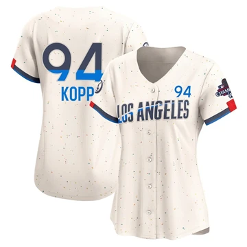 Women's Los Angeles Dodgers Ronan Kopp ＃94 Cream Limited 2024 City Connect World Series Champions Jersey