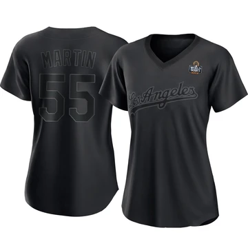 Women's Los Angeles Dodgers Russell Martin ＃55 Black Replica Pitch Fashion 2024 World Series Jersey