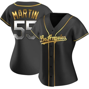 Women's Los Angeles Dodgers Russell Martin ＃55 Gold Replica Black en Alternate Jersey