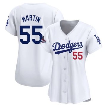 Women's Los Angeles Dodgers Russell Martin ＃55 White Limited Home 2024 World Series Champions Jersey