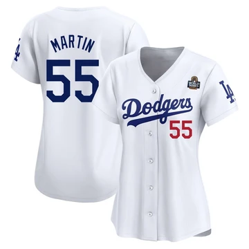 Women's Los Angeles Dodgers Russell Martin ＃55 White Limited Home 2024 World Series Jersey