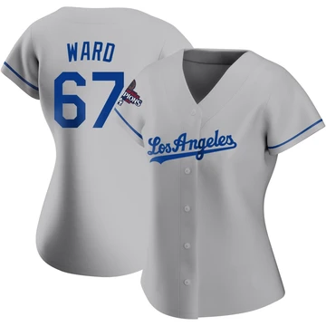 Women's Los Angeles Dodgers Ryan Ward ＃67 Gray Replica Road 2024 World Series Champions Jersey