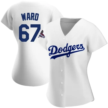 Women's Los Angeles Dodgers Ryan Ward ＃67 White Replica Home 2024 World Series Champions Jersey