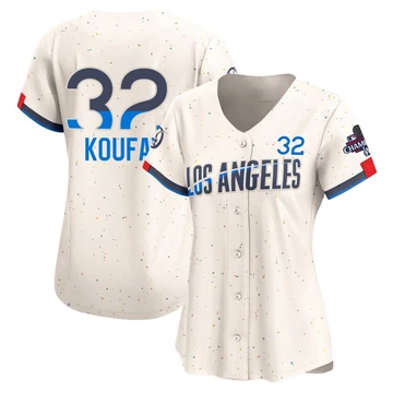 Women's Los Angeles Dodgers Sandy Koufax ＃32 Cream Limited 2024 City Connect World Series Champions Jersey