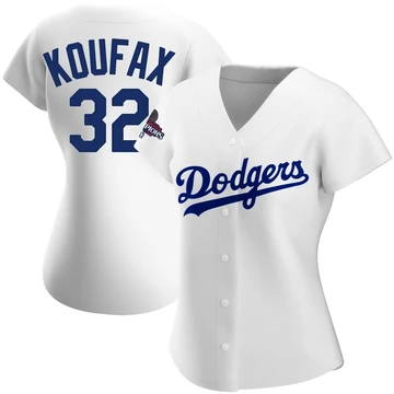 Women's Los Angeles Dodgers Sandy Koufax ＃32 White Authentic Home 2024 World Series Champions Jersey