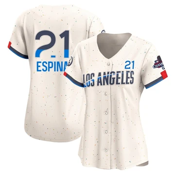 Women's Los Angeles Dodgers Santiago Espinal ＃21 Cream Limited 2024 City Connect World Series Champions Jersey