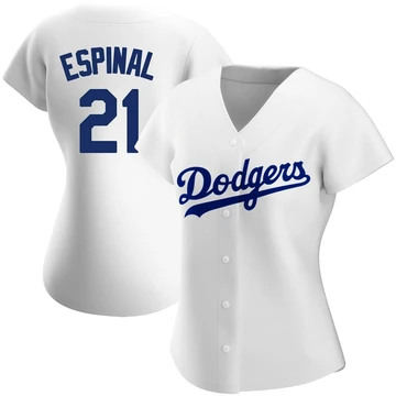 Women's Los Angeles Dodgers Santiago Espinal ＃21 White Authentic Home Jersey