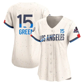 Women's Los Angeles Dodgers Shawn Green ＃15 Cream Limited 2024 City Connect World Series Champions Jersey