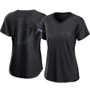 Women's Los Angeles Dodgers Shohei Ohtani ＃17 Black Replica Pitch Fashion 2024 World Series Champions Jersey