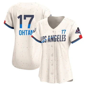 Women's Los Angeles Dodgers Shohei Ohtani ＃17 Cream Limited 2024 City Connect World Series Champions Jersey