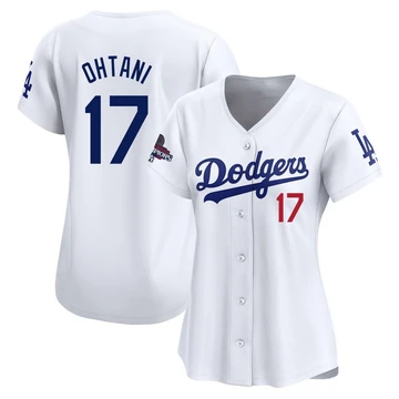 Women's Los Angeles Dodgers Shohei Ohtani ＃17 White Limited Home 2024 World Series Champions Jersey