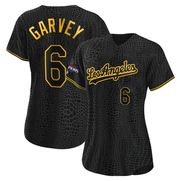 Women's Los Angeles Dodgers Steve Garvey ＃6 Black Replica Snake Skin City 2024 World Series Champions Jersey