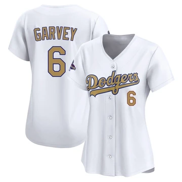 Women's Los Angeles Dodgers Steve Garvey ＃6 Gold Limited White 2025 Collection Jersey