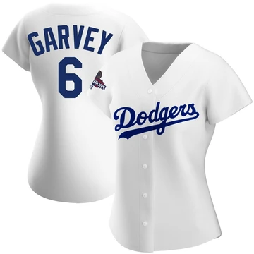 Women's Los Angeles Dodgers Steve Garvey ＃6 White Replica Home 2024 World Series Champions Jersey