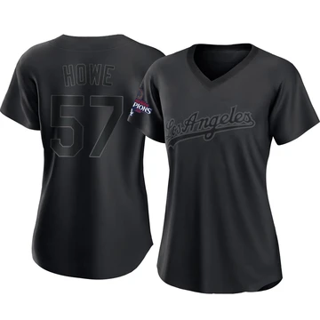 Women's Los Angeles Dodgers Steve Howe ＃57 Black Replica Pitch Fashion 2024 World Series Champions Jersey