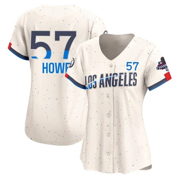 Women's Los Angeles Dodgers Steve Howe ＃57 Cream Limited 2024 City Connect World Series Champions Jersey