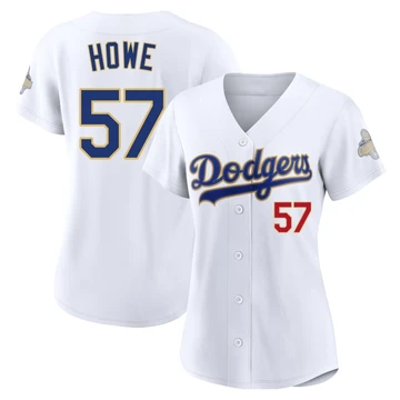 Women's Los Angeles Dodgers Steve Howe ＃57 Gold Limited White 2026 Collection Stadium Jersey