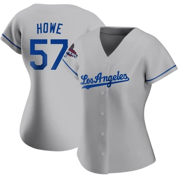 Women's Los Angeles Dodgers Steve Howe ＃57 Gray Authentic Road 2024 World Series Champions Jersey