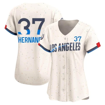 Women's Los Angeles Dodgers Teoscar Hernandez ＃37 Cream Limited 2024 City Connect Jersey