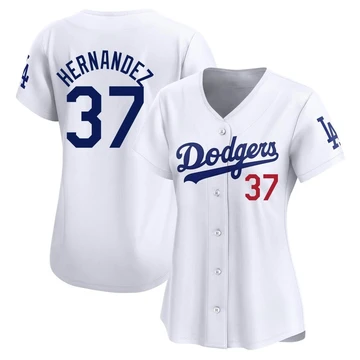 Women's Los Angeles Dodgers Teoscar Hernandez ＃37 White Limited Home Jersey