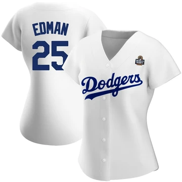 Women's Los Angeles Dodgers Tommy Edman ＃25 White Replica Home 2024 World Series Jersey