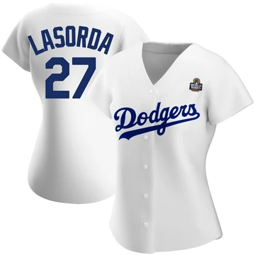 Women's Los Angeles Dodgers Tommy Lasorda ＃27 White Authentic Home 2024 World Series Jersey