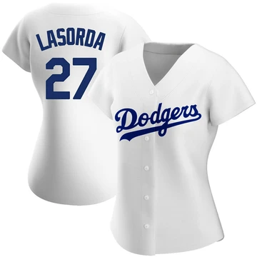 Women's Los Angeles Dodgers Tommy Lasorda ＃27 White Replica Home Jersey