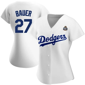 Women's Los Angeles Dodgers Trevor Bauer ＃27 White Replica Home 2024 World Series Jersey