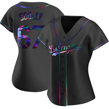 Women's Los Angeles Dodgers Vin Scully ＃67 Black Replica Holographic Alternate Jersey