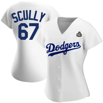Women's Los Angeles Dodgers Vin Scully ＃67 White Replica Home 2024 World Series Jersey