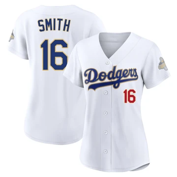Women's Los Angeles Dodgers Will Smith ＃16 Gold Limited White 2026 Collection Stadium Jersey