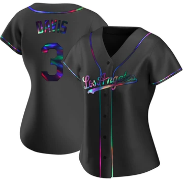 Women's Los Angeles Dodgers Willie Davis ＃3 Black Replica Holographic Alternate Jersey