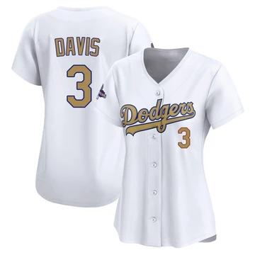 Women's Los Angeles Dodgers Willie Davis ＃3 Gold Limited White 2025 Collection Jersey