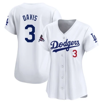 Women's Los Angeles Dodgers Willie Davis ＃3 White Limited Home 2024 World Series Champions Jersey