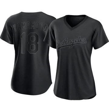 Women's Los Angeles Dodgers Yoshinobu Yamamoto ＃18 Black Authentic Pitch Fashion Jersey