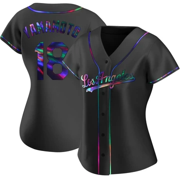 Women's Los Angeles Dodgers Yoshinobu Yamamoto ＃18 Black Replica Holographic Alternate Jersey
