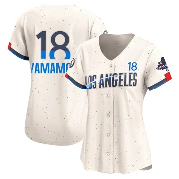 Women's Los Angeles Dodgers Yoshinobu Yamamoto ＃18 Cream Limited 2024 City Connect World Series Champions Jersey