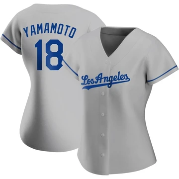 Women's Los Angeles Dodgers Yoshinobu Yamamoto ＃18 Gray Authentic Road Jersey