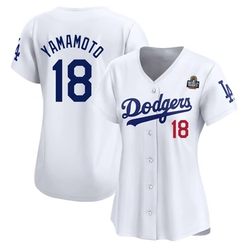 Women's Los Angeles Dodgers Yoshinobu Yamamoto ＃18 White Limited Home 2024 World Series Jersey