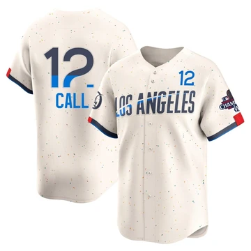 Youth Los Angeles Dodgers Alex Call ＃12 Cream Limited 2024 City Connect World Series Champions Jersey