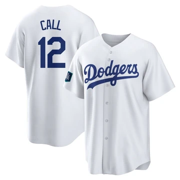 Youth Los Angeles Dodgers Alex Call ＃12 White Replica 2024 World Tour Seoul Series Home Jersey
