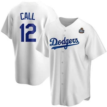 Youth Los Angeles Dodgers Alex Call ＃12 White Replica Home 2024 World Series Jersey