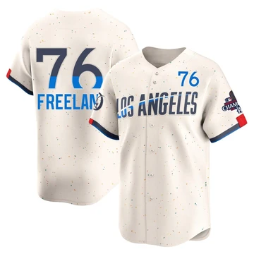 Youth Los Angeles Dodgers Alex Freeland ＃76 Cream Limited 2024 City Connect World Series Champions Jersey