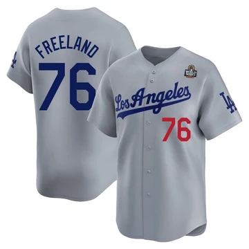 Youth Los Angeles Dodgers Alex Freeland ＃76 Gray Limited Away 2024 World Series Jersey