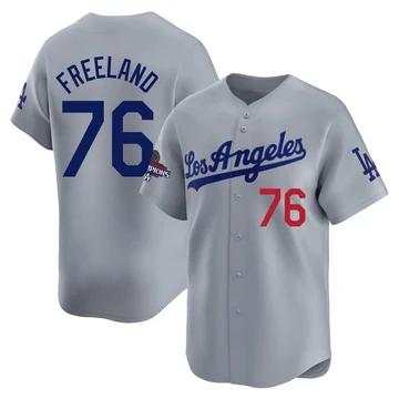 Youth Los Angeles Dodgers Alex Freeland ＃76 Gray Limited Away World Series Champions Jersey
