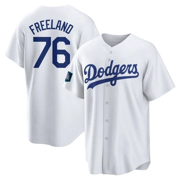 Youth Los Angeles Dodgers Alex Freeland ＃76 White Replica 2024 World Tour Seoul Series Home Jersey