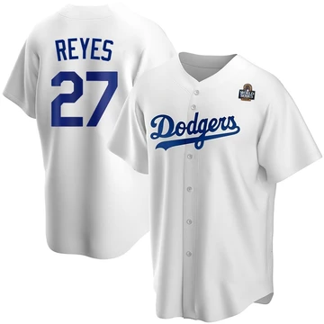 Youth Los Angeles Dodgers Alex Reyes ＃27 White Replica Home 2024 World Series Jersey