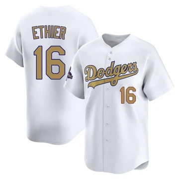Youth Los Angeles Dodgers Andre Ethier ＃16 Gold Limited White 2025 Collection Jersey