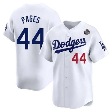 Youth Los Angeles Dodgers Andy Pages ＃44 White Limited Home 2024 World Series Jersey