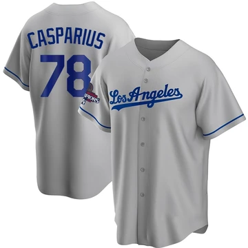 Youth Los Angeles Dodgers Ben Casparius ＃78 Gray Replica Road 2024 World Series Champions Jersey